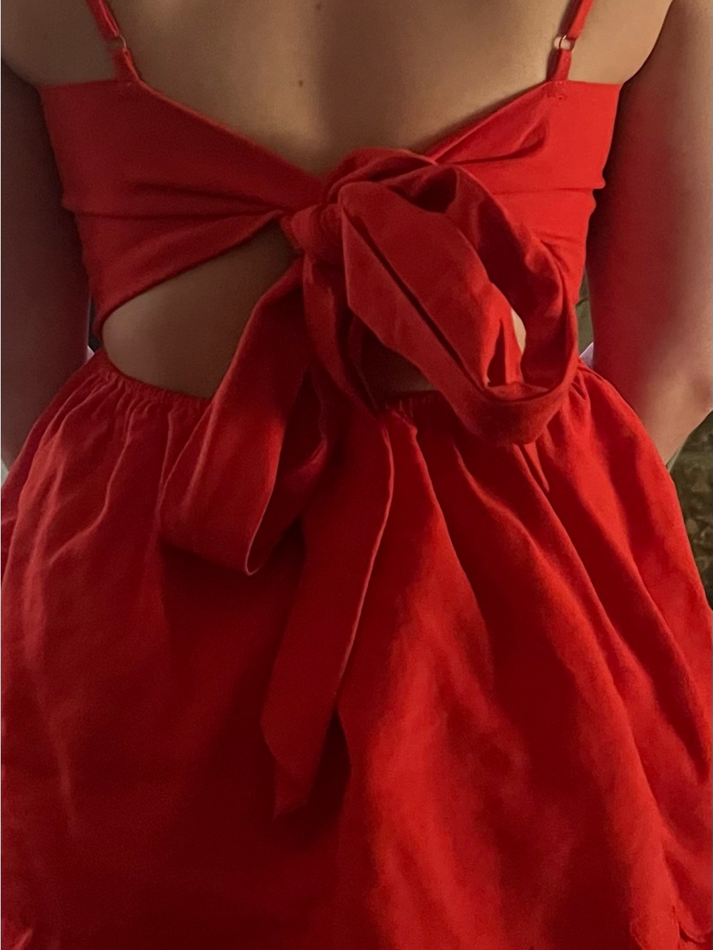 Boutique Red Romper with Ruffled Bottom - Picture 5 of 7